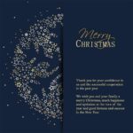 elegante, geschäftliche Weihnachts E-Card mit Spruch in EN , Blau & Gold, ohne Werbung (700)