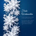 edle Weihnachts E-Card mit 3D-Effekt, Spruch in DE, Blau / Weiß, ohne Werbung (701)