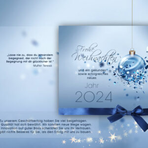 extravagante Weihnachts E-Card in Blau und Gold mit Spruch (271)