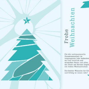 abstrakte Weihnachtskarte für Kunden in Türkis, eCard mit Spruch in DE, ohne Werbung (719)