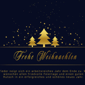 edle, geschäftliche Weihnachts E-Card mit Spruch, Blau & Gold, ohne Werbung (724)