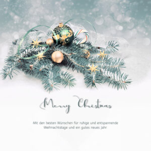 edle Weihnachts E-Card für Kunden in Grün, Weiß, Gold, ohne Werbung, mit Spruch (744)