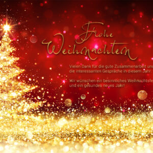 glitzernde Weihnachts- e-Card in rot-gold, geschäftlich, ohne Werbung (758)