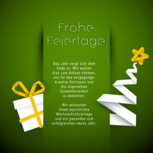 umweltfreundliche, geschäftliche Weihnachts E-Card mit Spruch, "Frohe Feiertage", ohne Werbung (773)