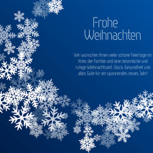 edle Weihnachts E-Card für Kunden, mit Spruch, Blau/Weiß, ohne Werbung (777)