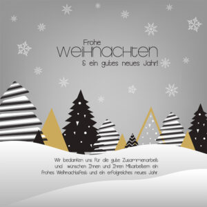 edle Weihnachts eCard für Kunden in Schwarz / Weiß / Gold mit Spruch, ohne Werbung (778)