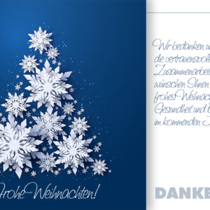 abstrakte Weihnachts E-Card für Kunden, 3D-Effekt, mit Spruch, Blau/Weiß, ohne Werbung (782)