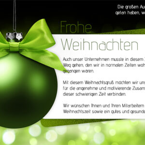 umweltfreundliche, Weihnachts E-Card für Kunden mit Spruch in Grün/Weiß, ohne Werbung (786)