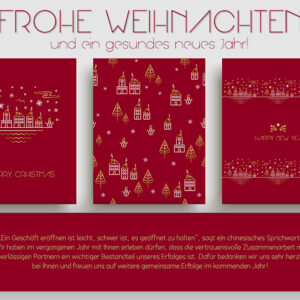 elegante Weihnachts E-Card geschäftlich in Rot, Gold, Weiß ohne Werbung (787)