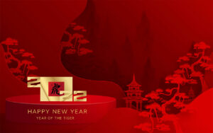 chinesische Neujahrs-E-Cards, Jahr des Tigers, geschäftlich, ohne Werbung (824)