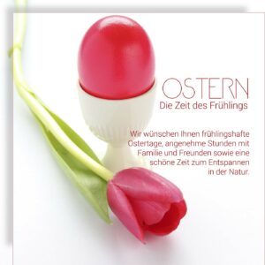 rotes Osterei mit roter Tulpe - Ostergrußkarte, Oster-E-Card (100)