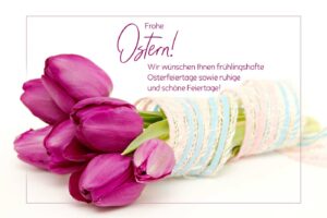 pinker Tulpenstrauß - Oster E-Cards ohne Werbung, mit Spruch (00121)