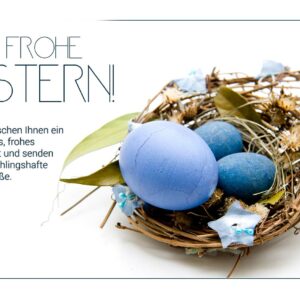 Ostergrußkarte, geschäftlich, E-Cards mit Osternest und Eier, Spruch, ohne Werbung (00325)
