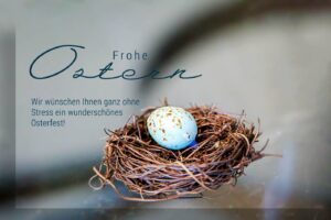edle Oster E-Cards für Kunden mit Osterei im Nest, ohne Werbung, Spruch (00368)