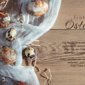 geschäftliche Ostergrußkarte, Oster E-Cards mit bunten abstrakten Ostereiern, ohne Werbung, mit Spruch (00375)