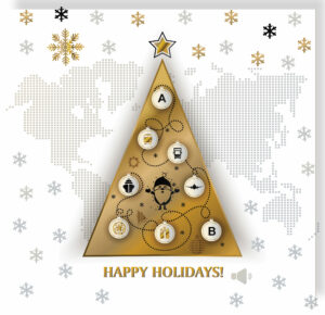 geschäftliche Weihnachts eCard in Weiß, Gold und Schwarz - ohne Werbung, EN (864)