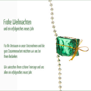 edle geschäftliche Weihnachts E-Card mit Spruch, ohne Werbung in Weiß, Grün & Gold (880)