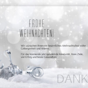 elegante, geschäftliche Weihnachts E-Card in Silber, mit Spruch, ohne Werbung (884)