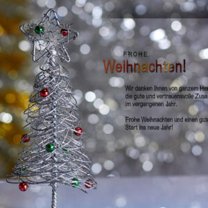 ausgefallene Weihnachts E-Card mit silbernen Draht-Weihnachtsbaum mit Spruch, ohne Werbung (889)