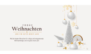 edle, geschäftliche Weihnachtskarte E-Card in Weiß & Gold mit Spruch / DE (895)
