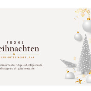 edle, geschäftliche Weihnachtskarte E-Card in Weiß & Gold mit Spruch / DE (895)