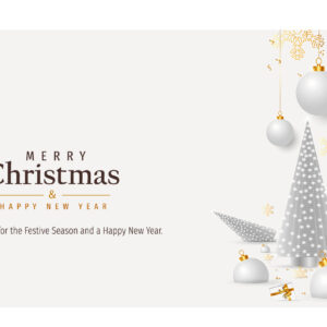 edle, geschäftliche Weihnachtskarte E-Card in Weiß & Gold mit Spruch / EN (895)