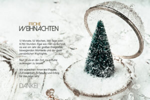 geschäftliche Weihnachtskarte E-Card in Grün, Weiß & Bronze mit Spruch, ohne Werbung (897)