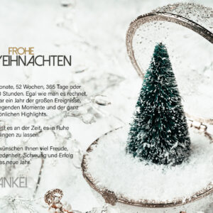 geschäftliche Weihnachtskarte E-Card in Grün, Weiß & Bronze mit Spruch, ohne Werbung (897)