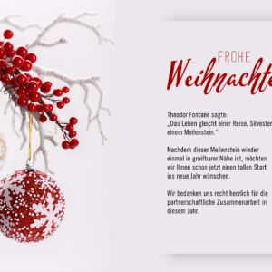 edle geschäftliche Weihnachts E-Card in Rot & Weiß, mit Spruch, ohne Werbung (901)