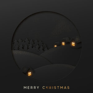 außergewöhlich, edle Weihnachts eCard "Merry Christmas" für Kunden in Schwarz & Gold, EN, ohne Werbung (914)