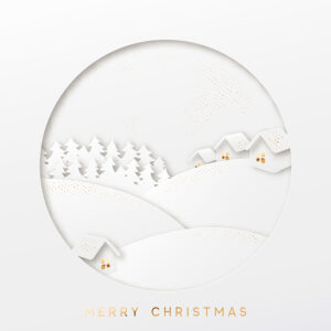 außergewöhlich, edle Weihnachts eCard "Merry Christmas" für Kunden in Weiß & Gold, EN, ohne Werbung (915)