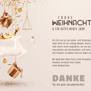 extravagante, digitale Weihnachtskarte für Kunden, eCard in Bronze, Gold & Pastell, ohne Werbung (933)