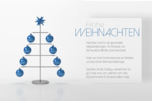 stylische umweltfreundliche, Weihnachts E-Card in Blau & Edelstahl, mit Spruch, ohne Werbung (936)