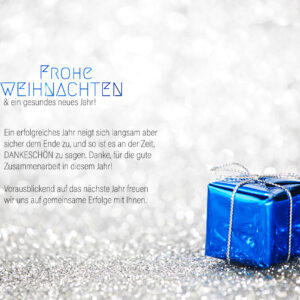 stylische Weihnachts E-Card für Kunden in Blau & Silber, ohne Werbung, mit Spruch (940)