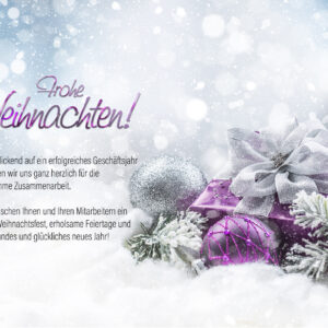 edle Weihnachts eCard für Kunden in Pink und Weiß, mit Spruch, ohne Werbung (949)