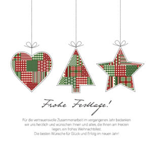 geschäftliche Weihnachts eCard in Weiß, Grün Rot, mit Spruch auf DE, ohne Werbung (951)