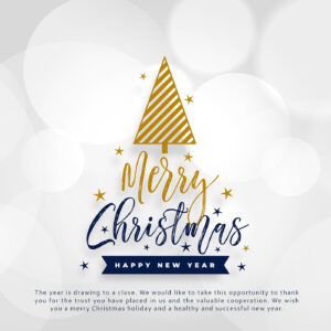 "Merry Christmas" geschäftliche Weihnachts eCard in Weiß, Gold und Blau - ohne Werbung, mit Spruch EN (968)