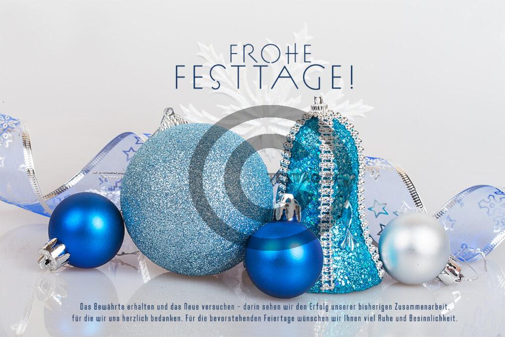 Weihnachtskarte geschäftlich in Silber & Türkis • E-Card mit Spruch, ohne Werbung (981)