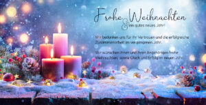 geschäftliche Weihnachts E-Card mit 4 brennenden Kerzen, nostalgisch, mit Spruch, ohne Werbung (986)
