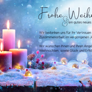 geschäftliche Weihnachts E-Card mit 4 brennenden Kerzen, nostalgisch, mit Spruch, ohne Werbung (986)