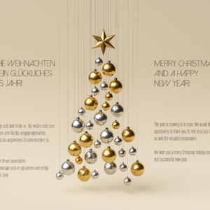 umweltfreundliche, Weihnachts E-Card geschäftlich in Gold & Silber, Spruch DE/EN, Mehrsprachig, ohne Werbung (988)