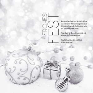 edle, geschäftliche Weihnachts E-Card "Frohes Fest" in Silber, mit Spruch, ohne Werbung (1009)