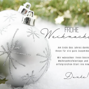 geschäftliche Weihnachts E-Card mit Spruch, ohne Werbung in Weiß & Grün (1016)