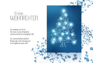 stylische, geschäftliche Weihnachts eCard in Blau/Türkis - Frohes Fest - mit Spruch ohne Werbung (1028)