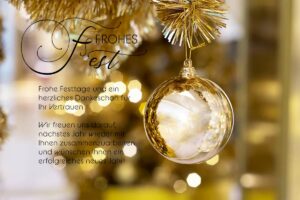 elegante, geschäftliche Weihnachtskarte in Gold, E-Card mit Spruch, ohne Werbung (1031)