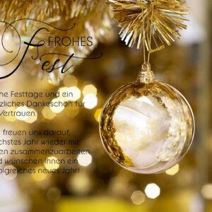 elegante, geschäftliche Weihnachtskarte in Gold, E-Card mit Spruch, ohne Werbung (1031)