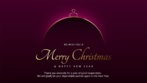 Merry Christmas Business E-Card in Bordeaux & Gold, ohne Werbung, mit Spruch EN (1048)