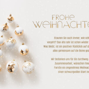 edle umweltfreundliche, Weihnachts E-Card geschäftlich in Weiß & Gold, mit Spruch ohne Werbung (1058)