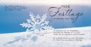 geschäftliche Weihnachtskarte, E-Card "Frohe Festtage"mit Eisstern im Schnee, Pastellblau mit Spruch, ohne Werbung (1053)