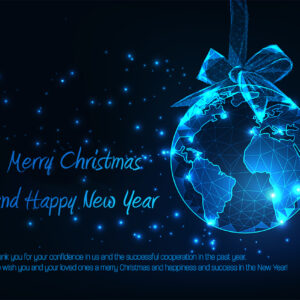 extravagant, glänzende Weihnachts E-Card für Kunden in Blau/Türkis mit Spruch in EN, ohne Werbung (1060)